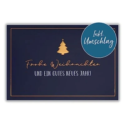 Abbildung von bsb Weihnachtskarte mit Umschlag Liebevolle Weihnachtspostkarte kleiner Tanne Grußkarte für Weihnachten Merry Christmas Card Karte in 11,5 x 17,0 cm