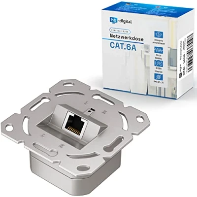 Abbildung von hb digital 5X CAT6a Netzwerkdose mit 1X RJ45 Port Unterputz OHNE GEHÄUSE für Datenübertragung Universaldose Installationskabel LAN Ethernet EIA/TIA 568A&amp;B 8P8C Gigabit
