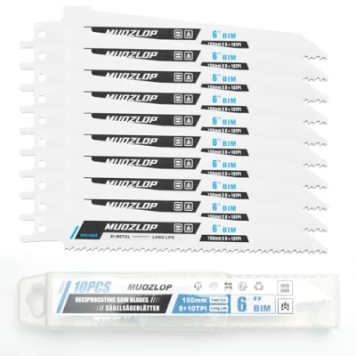Abbildung von MUOZLOP 10 Pack 6 inch Säbelsägeblätter Set，8+10 TPI Sägeblätter für Säbelsäge，für Holz/Metall (10, 8+10TPI 150mm)