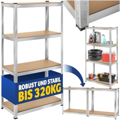 Abbildung von tectake Schwerlastregal Schwerlastregal, Komplett Set, Stabil
