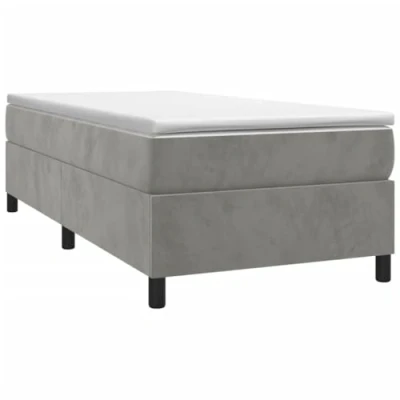 Abbildung von vidaXL Bettgestell, Polsterbett Bett für Schlafzimmer, Bettrahmen mit Lattenrost Stützbeinen, Schlafzimmerbett Einzelbett, Hellgrau 80x200cm Samt