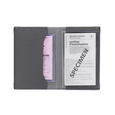 Abbildung von sans COLORPOP Dokumentenhalter für Fahrzeuge, Carbon Finish, Farbe Anthrazitgrau + transparente Hülle Schein