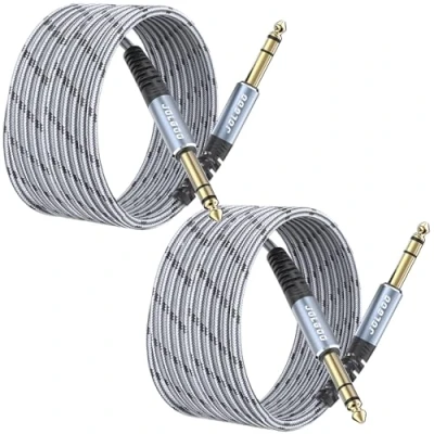 Abbildung von JOLGOO 1/4 Zoll TRS Instrumentenkabel, 2 Stück, Viertel Audiokabel, 6,35 symmetrische Verbindungsleitung für E Gitarre, Bass, Tastatur, Mixer, Verstärker, Lautsprecher, elektrische Mandoline, 6 m