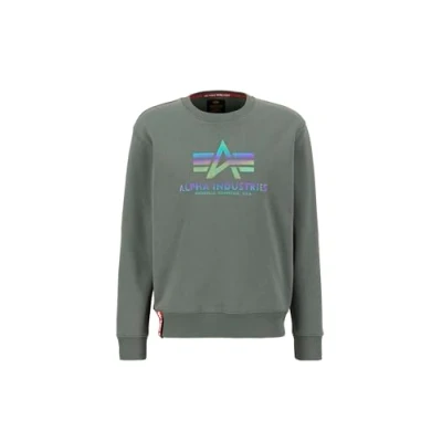 Abbildung von Alpha Industries Basic Rainbow Print Sweatshirt, Herren, Größe: Small, Vintage green