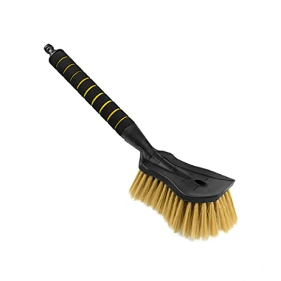 Abbildung von ToM PaR Auto Waschbürste I Wasser bürste mit Schlauchanschluss Autowaschbürste Wasseranschluss Weiche, feine und zarte Borsten Komfortabler Griff Länge: 44 cm Gelb