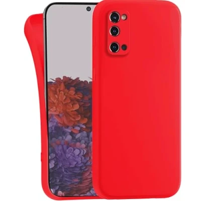 Abbildung von MyGadget Hülle kompatibel mit Samsung Galaxy S20 robuste Handyhülle TPU Case Slim Silikonhülle Back Cover Kratzfest Schutzhülle Matt Rot