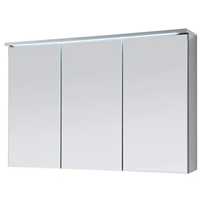 Abbildung von Spiegelschrank Badschrank Spiegel Badhängeschrank Badmöbel Kirkja I Titan/Weiß 100 cm