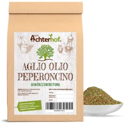 Abbildung von Aglio Olio e Peperoncino 250 g Gewürz Gewürzmischung grob scharf Spaghetti al