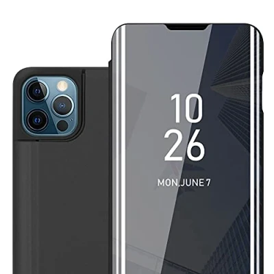 Abbildung von Cadorabo Hülle kompatibel mit Apple iPhone 13 PRO MAX Schutzhülle TPU Silikon Case 360 View Spiegel, Slim Kratzfest Weiche Gummi Rundumschutz Cover für in Schwarz