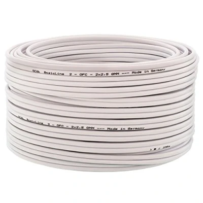 Abbildung von DCSk 50m 2x2,5mm² Lautsprecherkabel weiß OFC Kupferkabel für HiFi Audio 99,99% Voll Kupfer Boxenkabel mit Isolierung