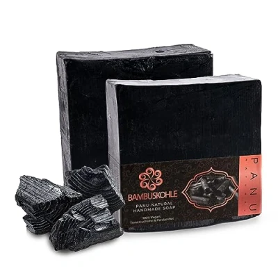 Abbildung von Panu Schwarze Seife Antibakterielle gegen Unreine Haut Natural Black Soap Aktivkohle Anti Pickel, Akne und Fettige Rasierseife Herren Damen für Gesicht Körper