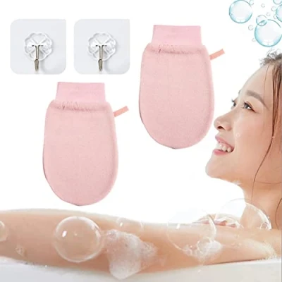 Abbildung von Yagerod Cheekyglo Exfoliating Glove, Cheeky Glow Body Scrubber Dead Skin Mitt, Gloves for to Remove (2Pcs Pink)
