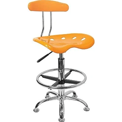 Abbildung von Flash Furniture Zeichenhocker mit Traktorsitz, gelb und verchromt