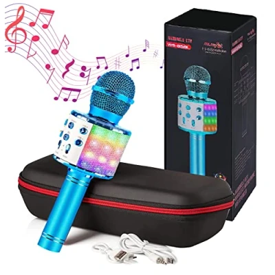 Abbildung von MAGIC SELECT Karaoke Mikrofon mit Geschenktasche, Bluetooth Lautsprecher, Selfie Taste, Sprachrekorder SD Karte, Sprach und Echo Effekten, für Kinder Partys, kompatibel Android PC TV