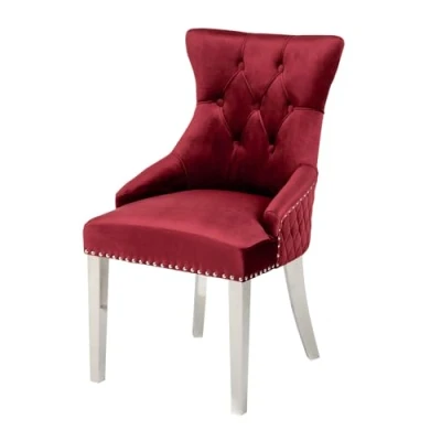 Abbildung von Riess Ambiente Eleganter Stuhl Castle Deluxe rot Samt mit Löwenkopf im Barock Design Esszimmerstuhl Stühle Chesterfield Look
