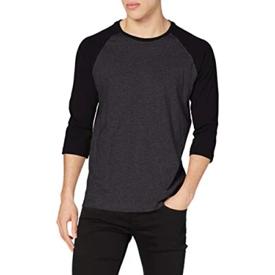 Abbildung von Urban Classics Contrast 3/4 Sleeve Raglan Langarmshirt charcoal/black, Herren, Größe: 4XL, Charcoal/black