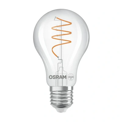 Abbildung von OSRAM Vintage 1906 Classic ist eine warmweiße LED Lampe mit spiralförmigem Filament in klassischer Kolbenform. Sie bietet 3.4 W für 470 lm, E27 Fassung, klarfarbenes Glas, 60 mm Durchmesser, 2700 K.