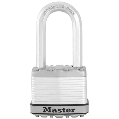 Abbildung von MASTER LOCK Hochleistungsvorhängeschloss [Schloss mit Schlüssel] [Laminierter Stahl] [Wetterfest] M5EURDLH Ideal für Lagerräume, Garagen etc.