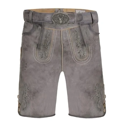 Abbildung von FUCHS Trachtenlederhose kurz Matthias grau (2 tlg) inkl. Gürtel