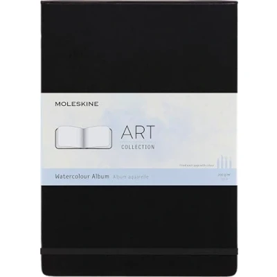 Abbildung von Moleskine Art Collection Watercolor Album und Zeichenblock Notizbuch mit Hardcover elastischem Verschluss, geeignet für Aquarellfarben Aquarellstifte, Schwarz, A4 21 x 29,7 cm, 60 Seiten
