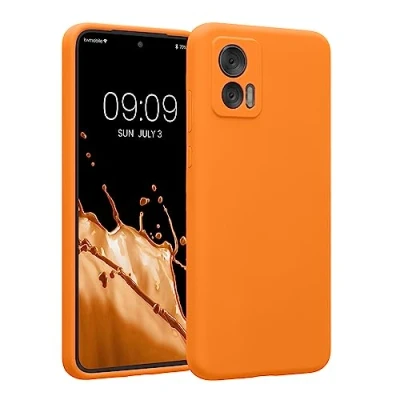 Abbildung von kwmobile Handyhülle kompatibel mit Motorola Edge 30 Neo Hülle gummierte Handy Case aus Silikon in Fruity Orange