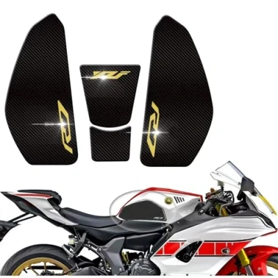 Abbildung von DFFMQSJ Seitlicher Tankpad Schutzaufkleber für Motorrad, rutschfest, Gas und Kniegriff, Traktionspad, Tankpad, kompatibel mit Yamaha YZF R7 YZFR7 2022 2023, wasserdicht, selbstklebend(Yellow)