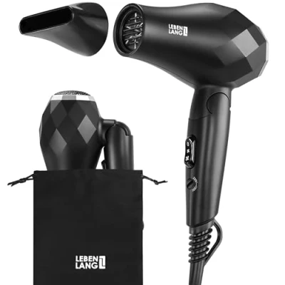 Abbildung von Lebenlang Reisehaartrockner klappbar klein , 1000,00 W, Duale Spannung &amp; Inkl. Reisetasche mit Stylingdüse, Leichtes Gewicht