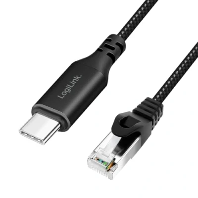 Abbildung von LogiLink CU0416 aktives USB 3.2 (Typ C) zu Netzwerk (RJ45) Anschlusskabel 1Gbps, 10 m