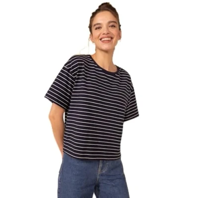Abbildung von Petit Bateau Damen Kurzärmeliges T shirt, Blau Smoking / Weiss Marshmallow, M