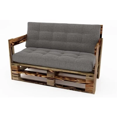 Abbildung von Lermowood Palettenmöbel Mpe Sofa 100 x 60 cm Geflammt Europaletten Indoor und Outdoor Lounge Gartenmöbel Holz Set Möbel Terrasse Balkon Loft Stil Paletten