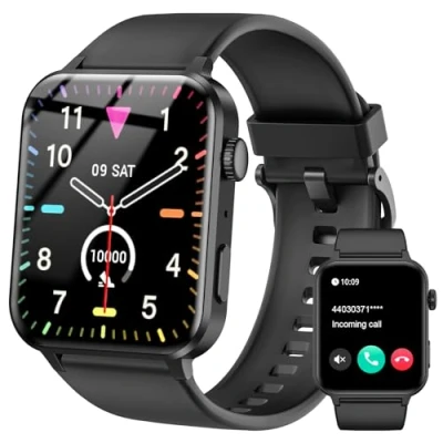 Abbildung von IOWODO Smartwatch Herren Damen, 1,85&quot; Touchscreen mit Telefonfunktion，100+ Sportmodi，Schrittzähler Schlafmonitor Herzfrequenz, Smart Watch Fitness Tracker für Android iOS（Schwarz）