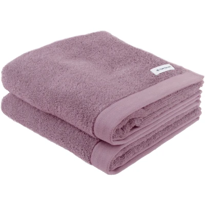 Abbildung von TOM TAILOR Handtuch, 2er Set, 50 x 100 cm, 100% Baumwolle / Frottier, mit Aufhänger und Label Logo, COLOR BATH TOWEL Lila (Cozy Mauve)