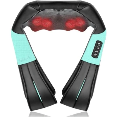 Abbildung von Nekteck 3D shiatsu nackenmassagegerät mit wärme, massagegerät nacken Schulter, Tiefengewebe rückenmassagegerät um Muskelschmerzen zu lindern, verwenden Sie es für Nacken, Rücken, Füße