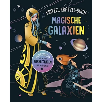 Abbildung von Magische Galaxien Kritzel Kratzel Buch für Kinder ab 7 Jahren: 12 Kratzmotive Mit tollen Farbeffekten. Bambus Stick