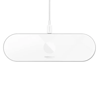 Abbildung von Vonmählen Aura Home 3in1 kabellose Ladestation für induktives Laden bis 15 W Wireless Charging Station kompatibel mit iPhone, Airpods, Apple Watch &amp; Allen Qi fähigen Geräten (White)