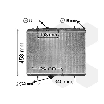 Abbildung von VAN WEZEL *** IR PLUS 40002255 Kühler, Motorkühlung Aluminium 380 530 25 mit Zubehör Kühlrippen mechanisch gefügt PEUGEOT: 207 CC, Schrägheck
