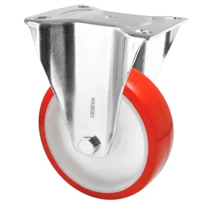 Abbildung von WAGNER Soft Bockrolle Durchmesser Ø 100 mm, Bauhöhe 125 Stahl verzinkt, rot/weiß, Anschraubplatte 85 x 105 Tragkraft 75 kg 04880001