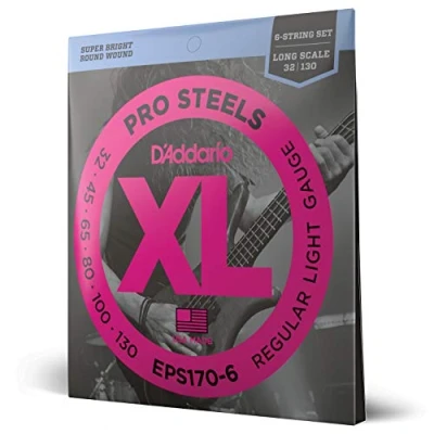 Abbildung von D&#039;Addario E Bass Gitarrensaiten Saiten Bassgitarre Strings Guitar EPS170 6 Saitensatz für Saiter 0,08 0,26 cm (.030 .130 Zoll)