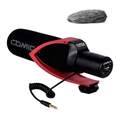 Abbildung von Comica CVM V30 PROR Shotgun Video Mikrofon,Richtmikrofon DSLR Externe Mikrofon für Canon Sony Nikon Panasonic Camcorder Smartphone PC Laptop,Kamera mit Windschutz und 3,5mm TRS/TRRS