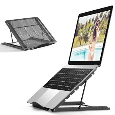 Abbildung von JUMKEET Laptop Ständer, belüfteter Tablet Halter, Kühlung, Halterung für Notebook, faltbar, leicht, MacBook Air/Pro Laptops Huawei Matebook (7 17 Zoll)
