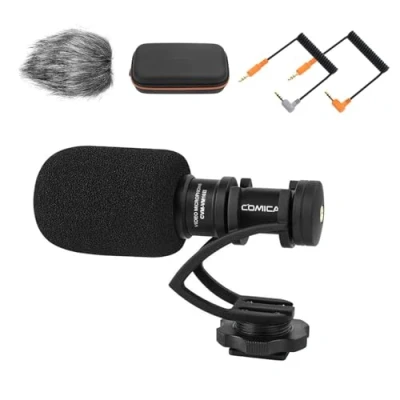 Abbildung von comica Kamera Mikrofon,CVM VM10II Richtmikrofon Cardioid Shotgun Video Camcorder Mikrofon für Canon, Nikon, Fuji, Sony, Panasonic, Olympus DSLR Kameras, Smartphones (mit Wind Muff) schwarz