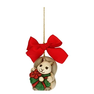 Abbildung von THUN Weihnachtsschmuck Eichhörnchen mit großer Girlande Keramik Weihnachtslinie Wohnzimmer, Dekoration des Hauses 5,3 x 4,5 6,3 cm h