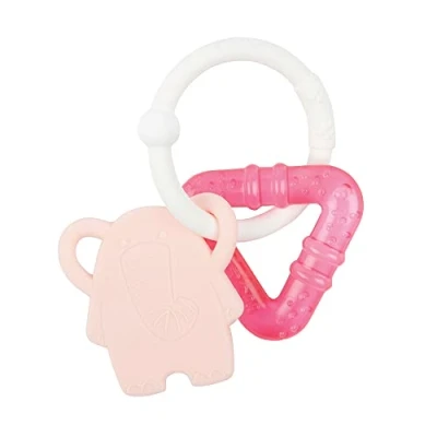 Abbildung von Nattou Soft Silicone Beißring Elefant mit Kühlbestandteil, Rosa