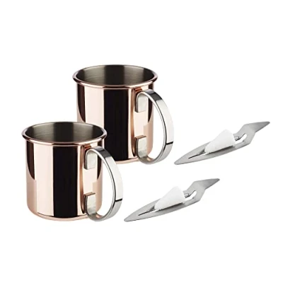 Abbildung von APS Tasse, (Set, 4 tlg.), 2 Becher im Kupferlook, inkl. 50 Mini Zuckerhüte + Feuerzangen