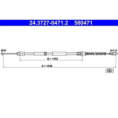 Abbildung von ATE 24.3727 0471.2 Handbremsseil 1430 MERCEDES BENZ: Sprinter 5 T Pritsche/Fahrgestell, Bus