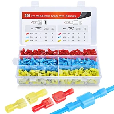 Abbildung von Nilight 400 Stück Flachstecker, Nylon, Schnelltrennklemmen, männlich und weiblich, Flachsteckverbinder Set, elektrisch isoliert, Drahtklemmen, Sortimentskit, 2 Jahre Garantie