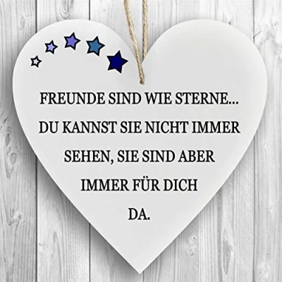 Abbildung von Herzschild Holzherz Holzschild 16 x cm Freunde sind wie Sterne weiß Dekoschild Wandschild Schild Holz Freundin Freund