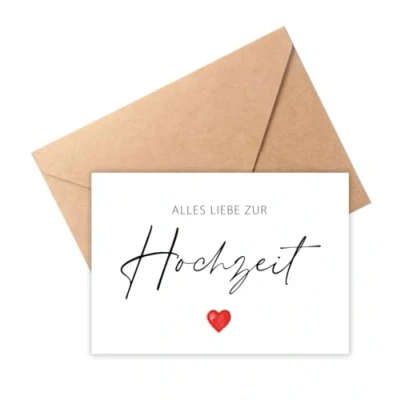 Abbildung von The Life Barn Postkarte mit Umschlag Alles Liebe zur Hochzeit Glückwunsch Karte Hochzeitskarte