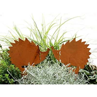 Abbildung von LB H&amp;F Lilienburg Gartenfigur 2er SET Gartendeko Gartenstecker Igel Herbst Metall Rost Herbstdeko, Herbstdekoration Deko Garten aussen Blumenstecker Beetstecker Winter