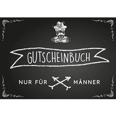 Abbildung von Gutscheinbuch nur für Männer: Blanko Gutscheinheft mit 20 Gutschein Vorlagen zum Selbstausfüllen, als Geschenk Männer und Jungs